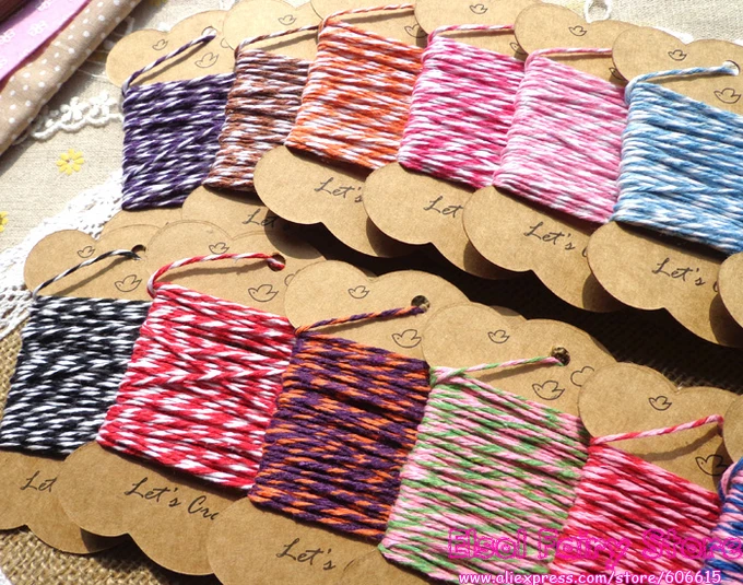 

NEW! COTTON BAKER'S TWINE for Crafting, Packing,15 Colors, Double Colored 8ply Cotton Twine cords (10yards/pc), 20pcs/lot