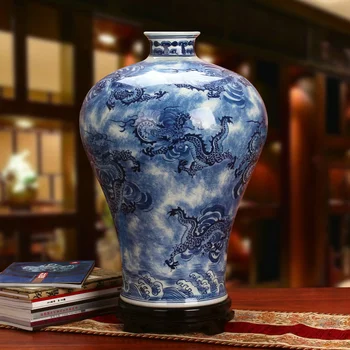 

Jingdezhen Ceramic vase Top Grade Hand-painted Blue And White Porcelain vase Xiangyun Longtian Four Seas Celestial Flower Vase