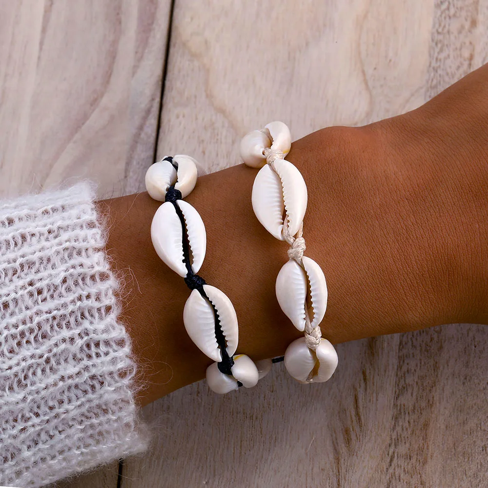 

FAMSHIN Bohemia Gold Color Cowrie Shell Bracelets For Women Delicate Rope Chain Bracelet Beads Charm Bracelet Boho Beach Jewelry