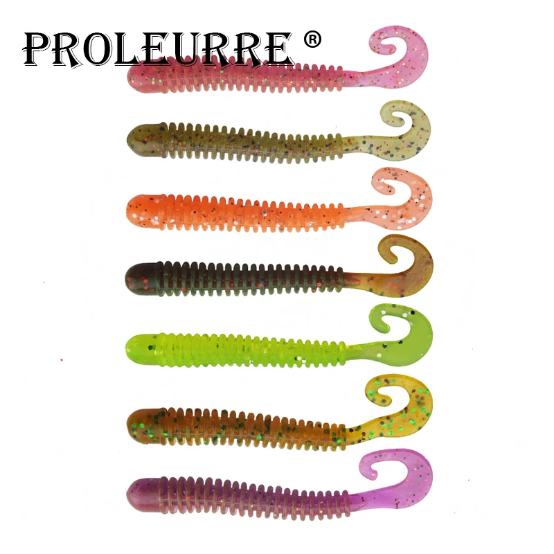 Proleurre 20 unids/lote sal olor de gusanos de señuelo de Pesca Artificial 1,5g Jigging volumen cola gusano de Pesca de cebo Proleurre 20 unids/lote sal olor de gusanos de señuelo de Pesca Artificial 1,5g Jigging volumen cola gusano de Pesca de cebo