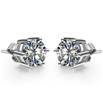 

Romantic 2Ct/Piece Round Cut Diamond Stud Earrings for Women Genuine Solid 18k White Gold Engagement Wedding Jewelry