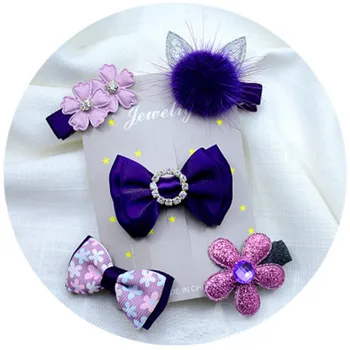 

5pcs/set Kids Handmade Hair Accessories Flowers Bowknot Crown Hairpin Child Star Cartoon Crown Beautiful Hair Clips Barrette