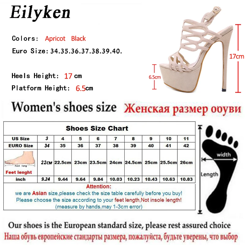 Eilyken Women Sandals Pumps Party shoes Platform Pumps shoes Stiletto heels Open toe hollow out High Heels Dress shoes Black