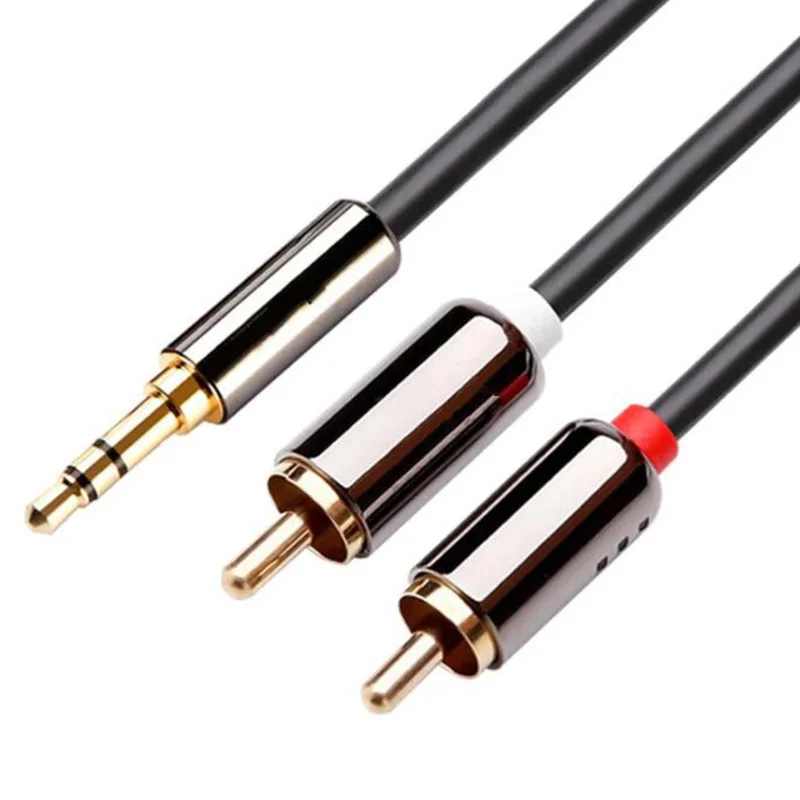 Hi Fi 3 5 мм разъем Aux naar 2 RCA Kabel Audio m 8 10 voor ТВ приставка Luidsprekerkabel сабвуфер Саундбар