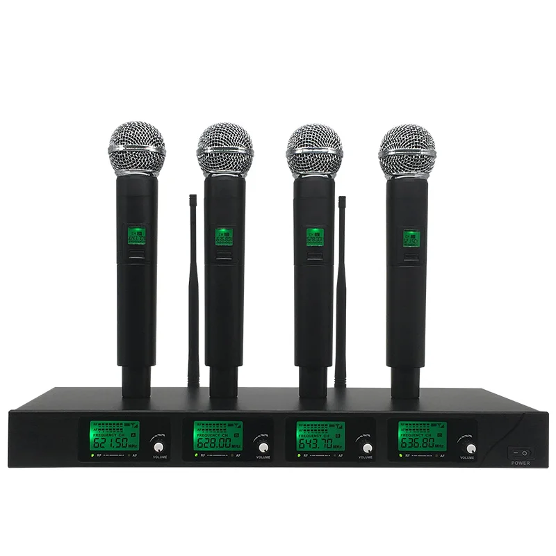 

ERZHEN Wireless Microphone System UR-4X Channel UHF 4 Handheld Microphone Karaoke
