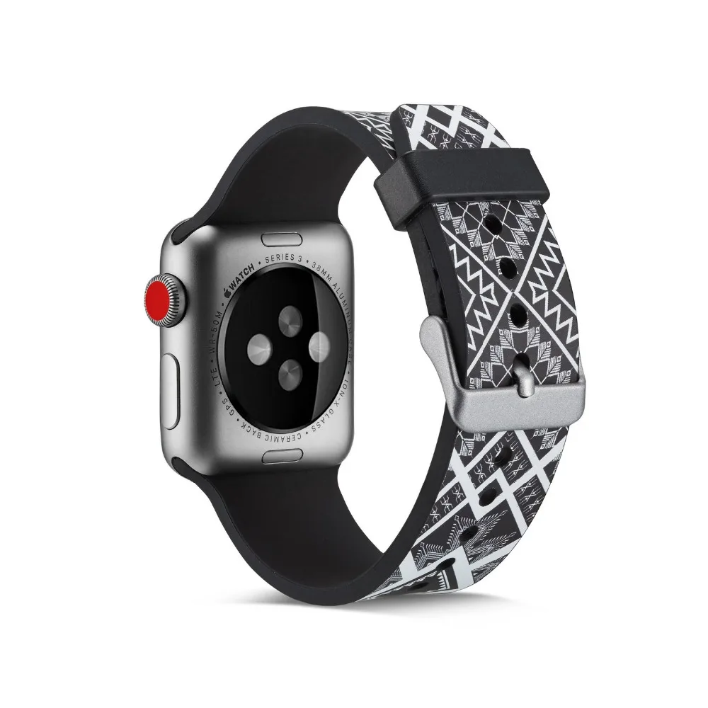 Граффити стиль силиконовый мягкий ремешок для Apple Watch 1 2 3 4 5 ремешок 38 мм 40 мм 42 мм 44 мм ремешок SmartWatch спортивный силиконовый наручный браслет