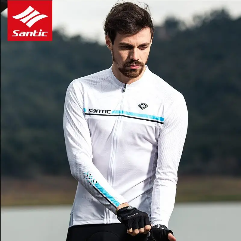 Мужская велосипедная Джерси с длинным рукавом Santic MTB дорожный велосипед дышащая