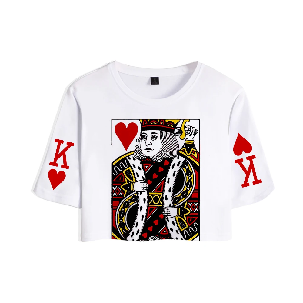 Kpop Poker 3D Jack queen King женский открытый пупок верхняя Футболка Harajuku T Shein летние мягкие