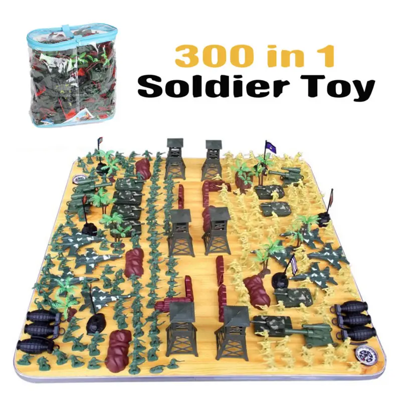 

300Pcs Military Plastic Toy Soldiers Army Men 4cm Figures Accessories Play Set soldier bomber Observatory Tank model for kids
