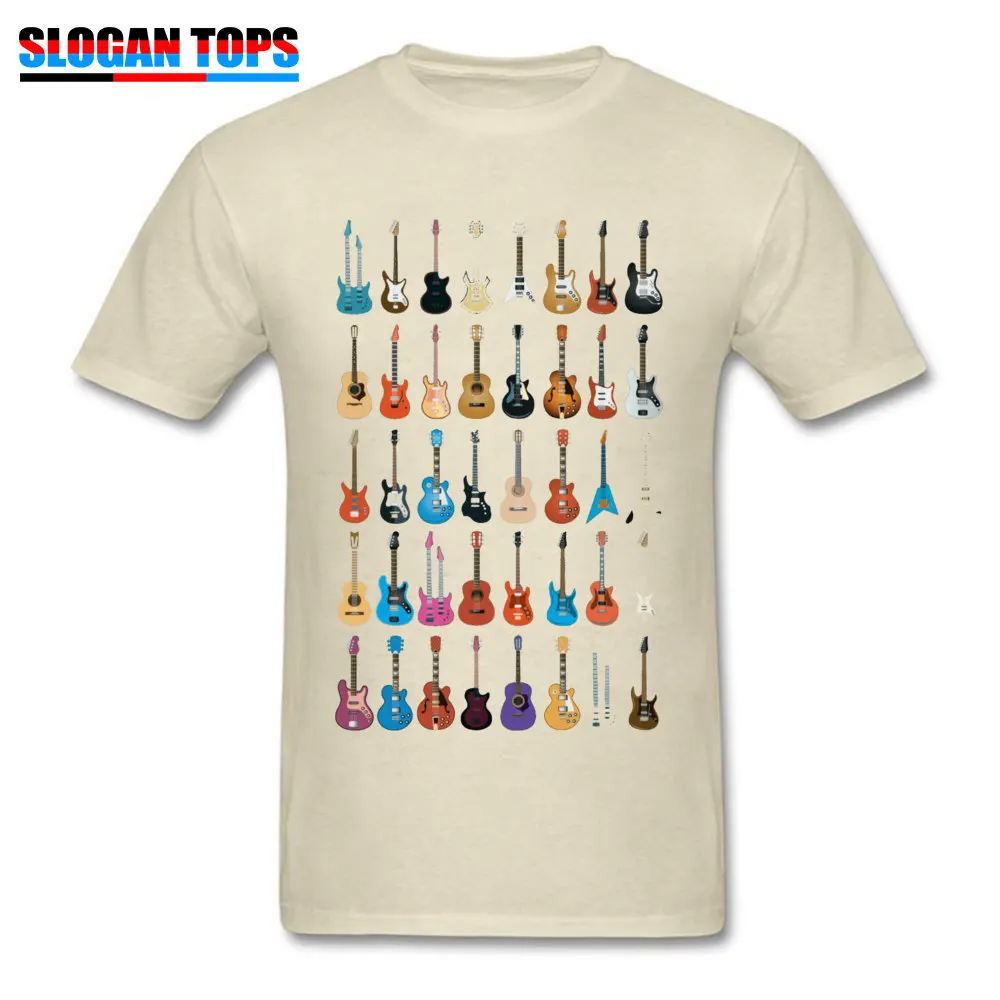 Custom 3D Printed T-shirts 2018 Summer Short Sleeve Round Neck T Shirt Cotton Fabric Men Normal T Shirts Drop Shipping Love Guitar Different Guitars Music Lover Funn beige