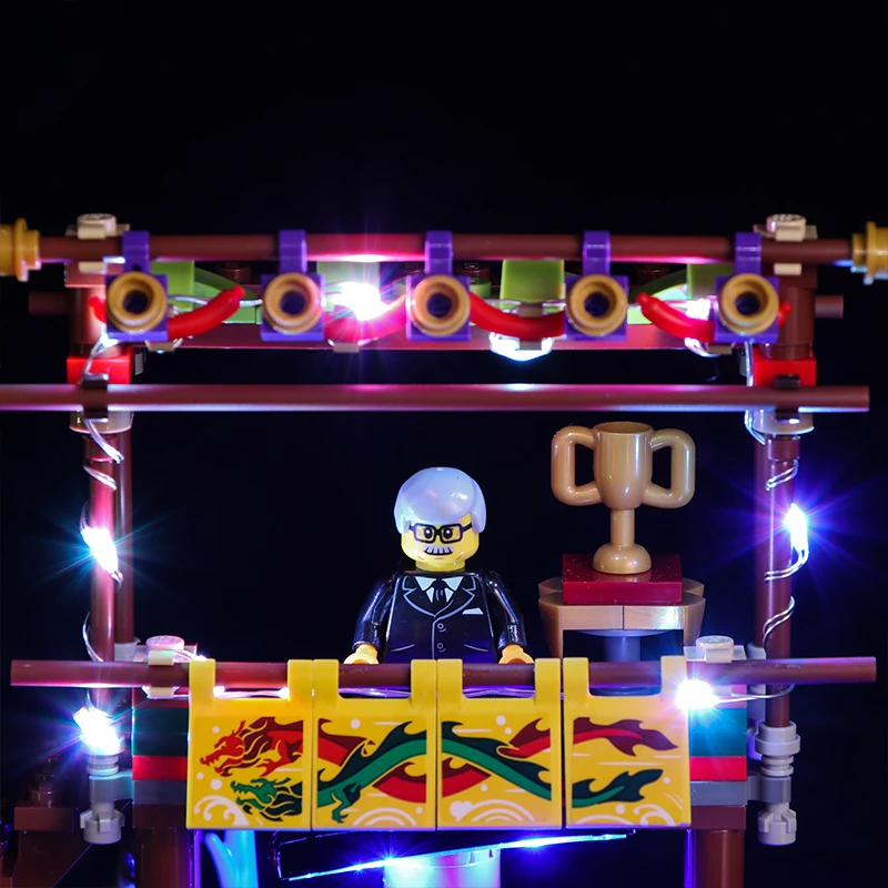 Vonado освещение строительный блок для Lego 80103 китайский сезонный набор дракон лодка