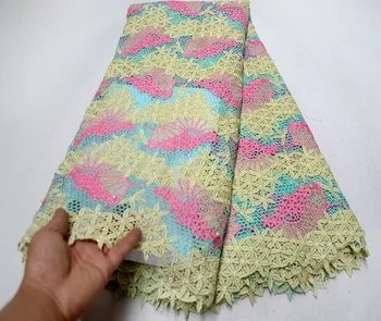 

High Quality Light yellow Chemical Lace Fabric Water Solublem Guipure Lace Fabric For Wedding Dress African Lace Fabric