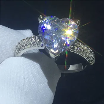 

Fashion Heart Shape ring 925 Sterling silver 3t AAAAA Cz Stone Engagement wedding band ring for women Bridal Jewelry