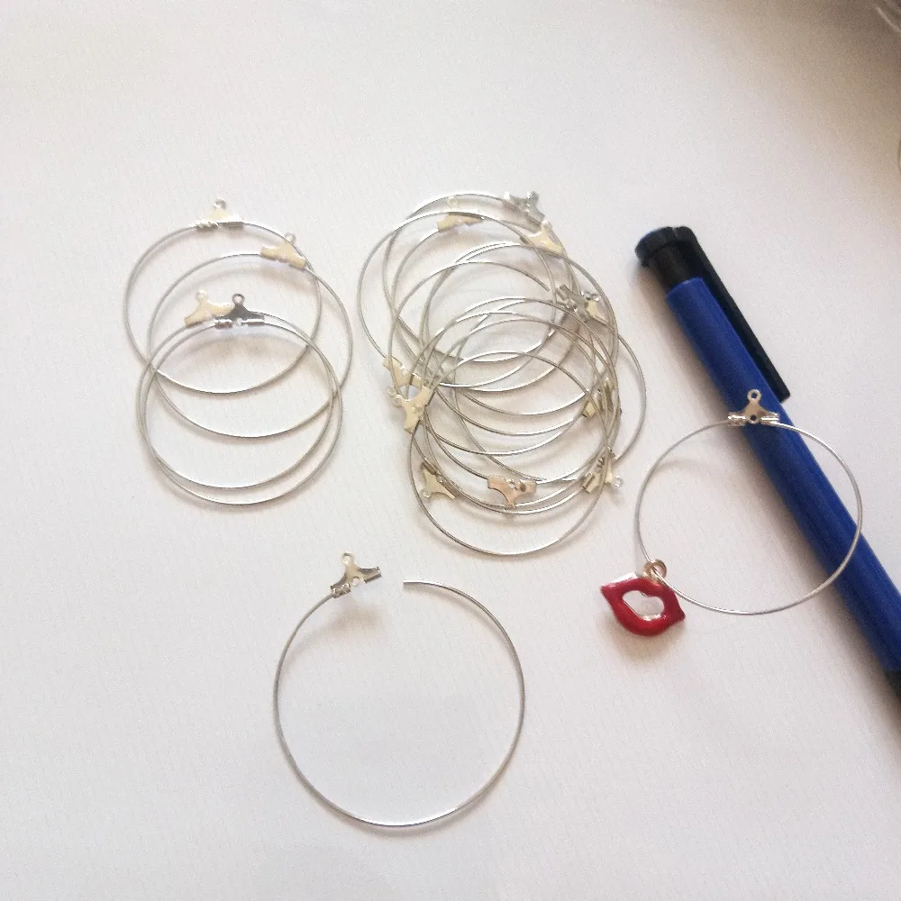 

Hot New 10pcs 40mm Big Earrings With Hanging Circle Hoop Earring For Womens Jewelry Bijoux Accessory Diy Earring findings