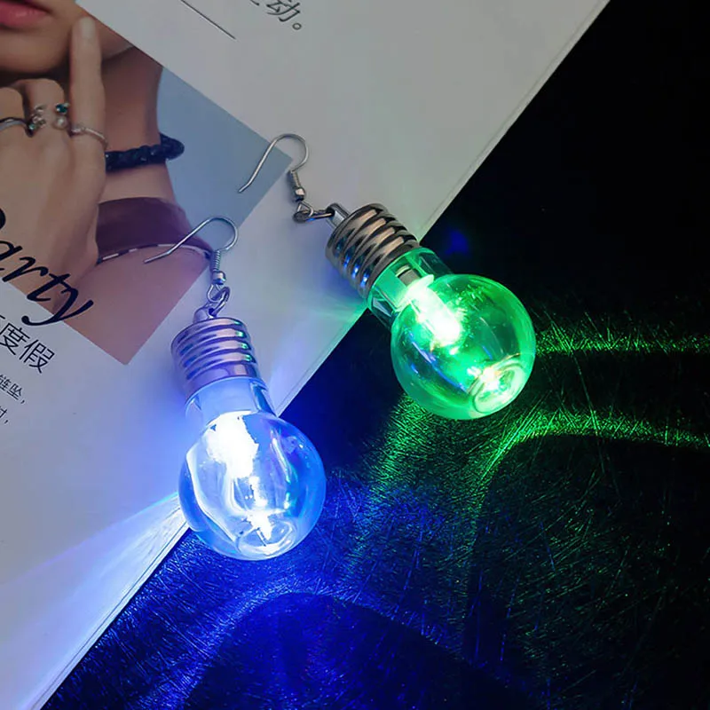

Unique Design Colorful Light Bulbs Drop Earrings For Women Personality Luminous Dangle Earrings Funny Party Nightclub Jewelry