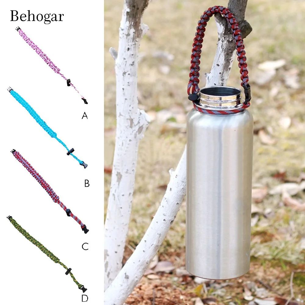 Behogar Adjustable Paracord Water Bottle Handle Bottleneck Rope Carrier