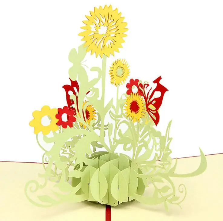  greeting cards invitation paper pop up 3D sunflower for Birthday Wedding Party Decoration gift craf - 32774401253
