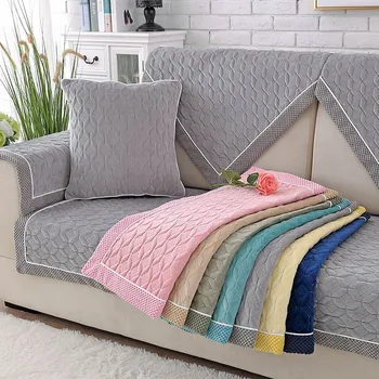 

Solid Short Plush Sofa Cover Anti-skid Leather General Plush Towel Sofa Cover European Style Sofa Towel Free Shipping
