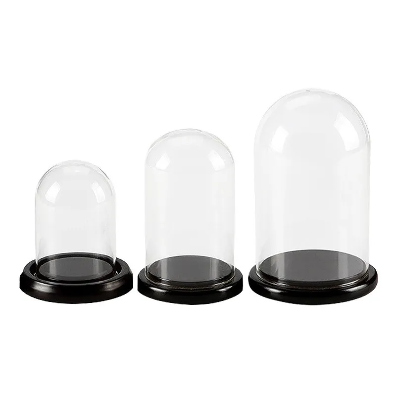 Free Shipping Diameter=10cm 11cm Middle Different Size Glass Dome w Black Base Glass Dome Gift Home Wedding Decoration