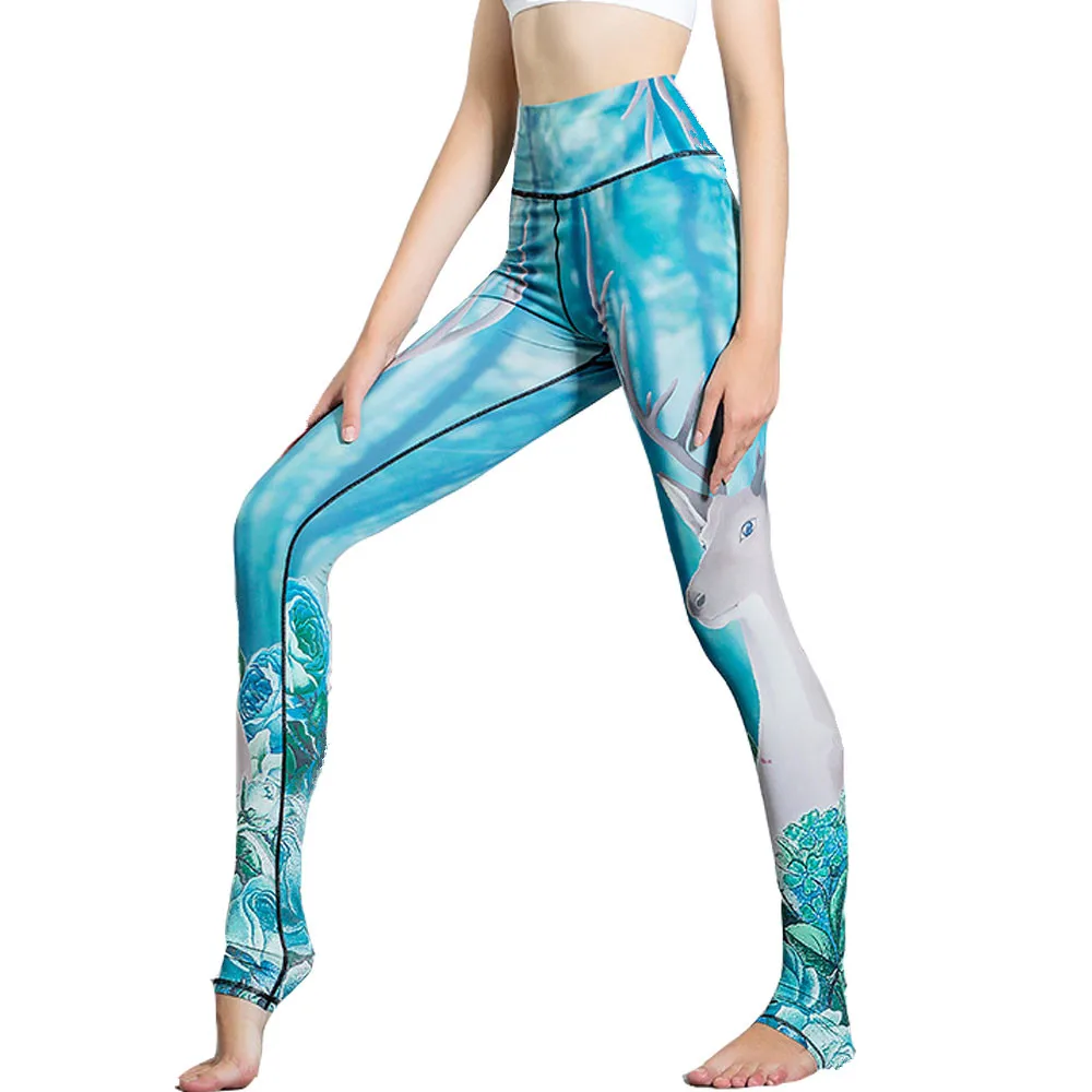 KARYZON Spandex Printed Moto Sport Yoga Leggings Close Leg