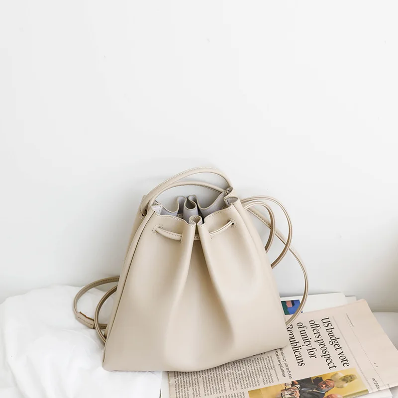 

L'OMBRE Women String Bags Rope-pulling Ribbon Zipper Pull Crossbody Bags Sac a Main Shoulder Bags Ladies Messenger
