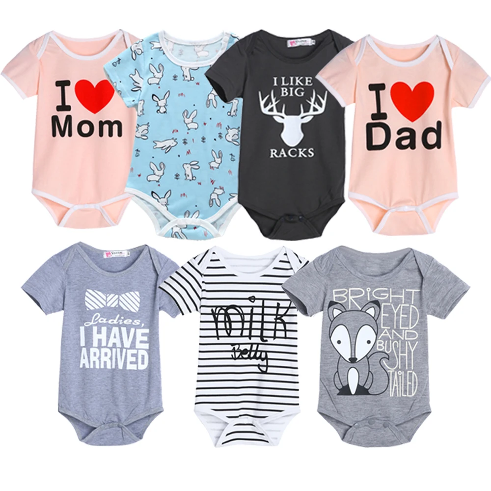 

0-18M Newborn Onesie Baby Girl Bodysuits Daddy Printed Short Sleevele Baby Clothes Jumpsuit 100%Cotton Boy Clothing Infant Sets