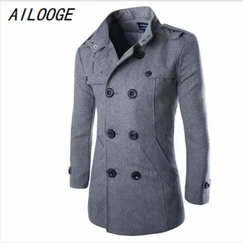

AILOOGE 2017 Mens Overcoat Winter Mens Coats Duffle Coat Stylish British Stylesingle Breasted Wool Trench Coat,size 3xl=us L
