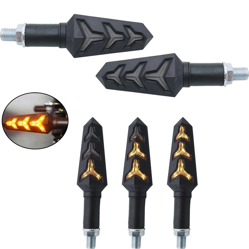 

1/2 Pairs Motorcycle Fishbone Shape Turn Signal Light Flexible LED Turn Signals Indicators Universal Blinkers Flashers for Honda