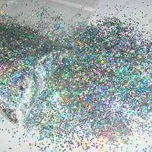 50 г-1 мм(1/2") Голографический лазерный, серебристый блеск шестиугольные блестки Spangle форма для украшения ногтей и блестки для рукоделия