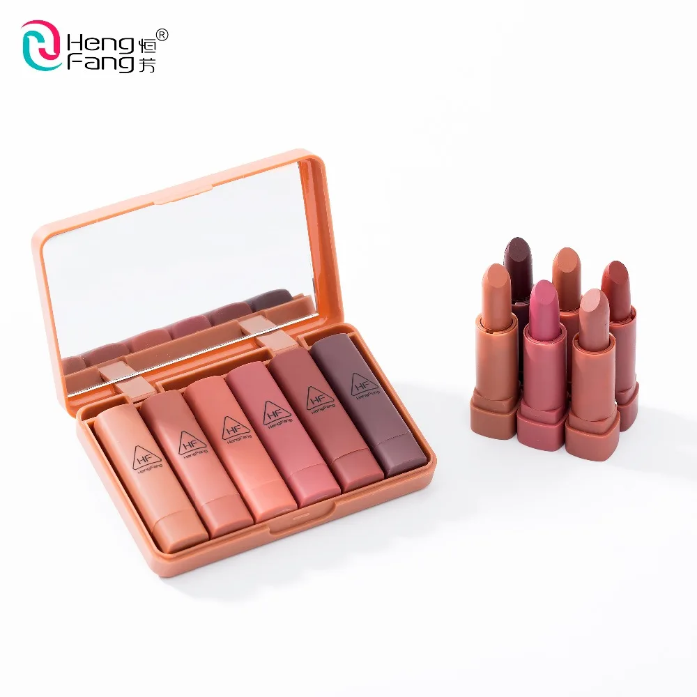 

Maquiage 6pcs/set nude matte lipstick waterproof long lasting batom lip kit makeup set Pigment Velvet hengfang brand Cosmetic