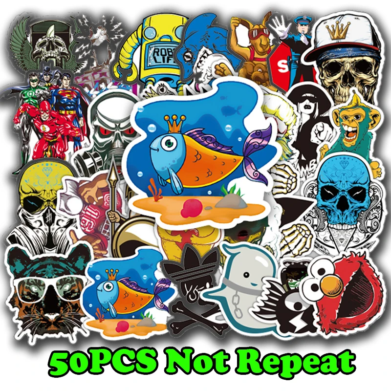 

Hot Sale 50 Pcs Mixed Stickers for Luggage Laptop Decal Toys Bike Car Motorcycle Phone Snowboard Funny Doodle Cool DIY Sticker