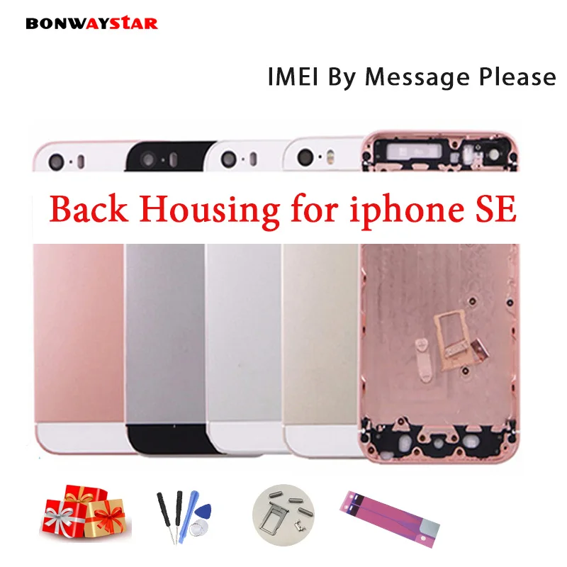 

Chassis Back Housing Fundas for iPhone SE A1662 A1723 Battery Cover Coque+LOGO&Buttons&Sim Tray+Sticker+Custom IMEI Middle Frame