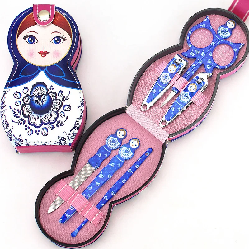 New 6pcs/set Painted Nail Clippers Set Cute Doll Manicure Sets Nail