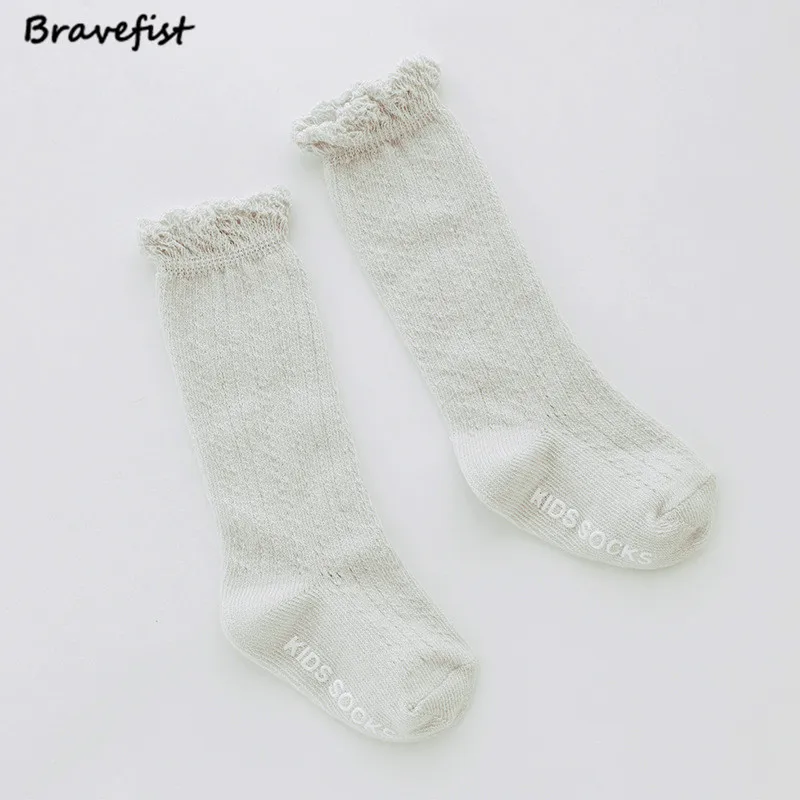 0-24Months Мягкий хлопок носки для мальчиков и девочек модные детские носки для новорожденных, детские длинные носки летние тонкие хлопчатобумажные детские носки гетры для малышей - Цвет: Серый