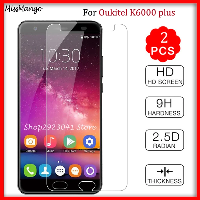 2 قطع 9 h الزجاج المقسى قسط ل oukitel K6000Plus ل oukitel K6000 k 6000 زائد حامي شاشة الهاتف فيلم واقية الغلاف