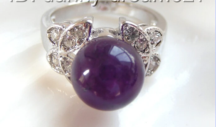 

shipping> --WONDERFUL 10mm round purple natural Amethyst ring a0488