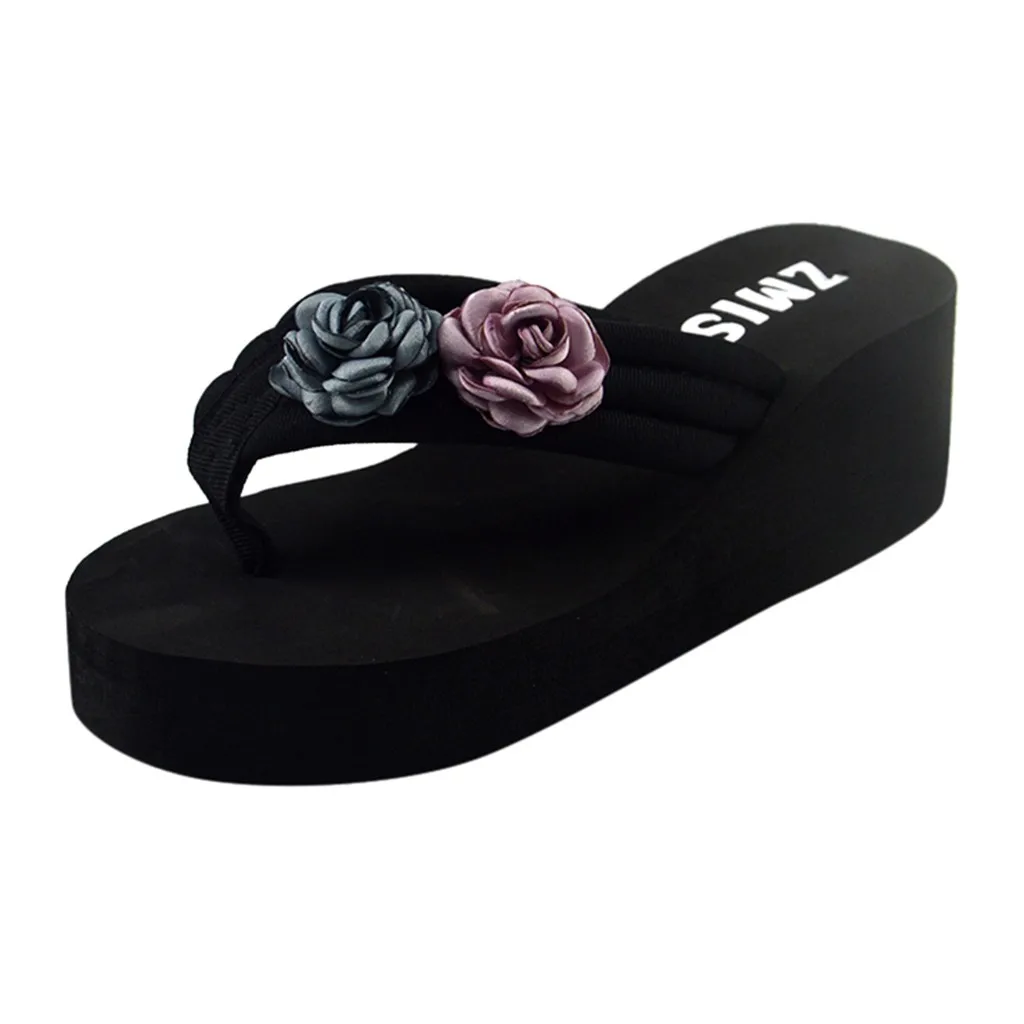 Летние женские модные сандалии; нескользящие сандалии с бантом на толстой подошве; тапочки на платформе; chaussure femme Y - Цвет: Розовый