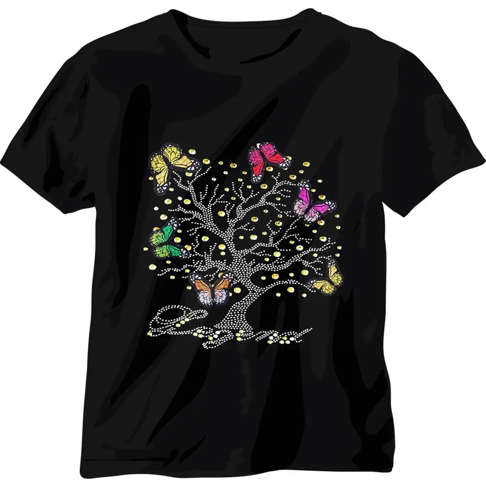 

Tree Butterfies Personalized Acrylic Rhinestone Iron-On Transfer Ironing Transfer Diamond Drawing For Clothing T-Shirt DIY