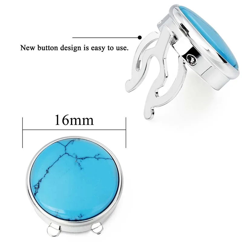 HAWSON 1 Pair Elegant Natura Sky Blue Color Stone Buttons Cover for Mens French Shirt High Quality Buttons for Clothing