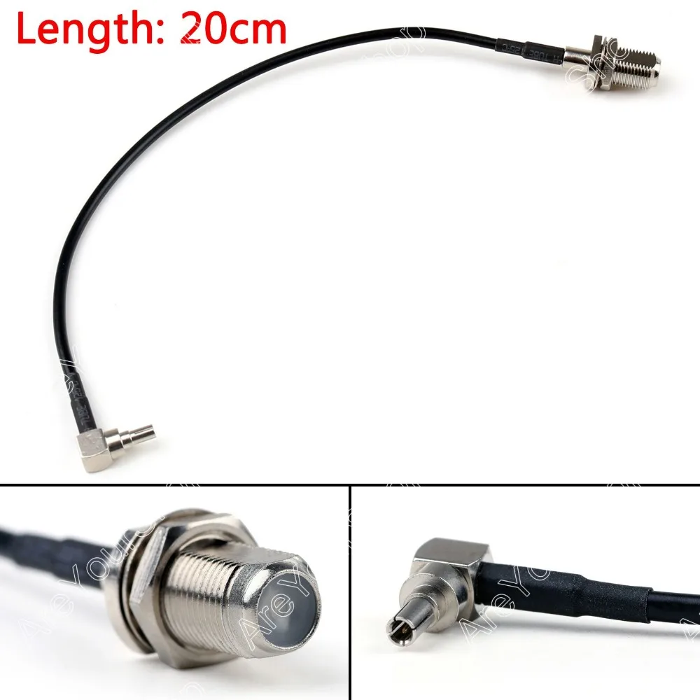 

Areyourshop Sale 20cm RG174 Cable CRC9 Male Plug Right Angle To F Female Jack Coax Pigtail 8in Jack