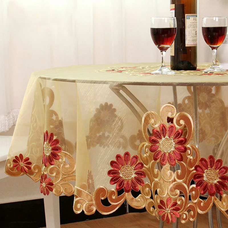 

European style floral tablecloths embroidered table cloth wedding party cake square table cover vintage 85x85cm