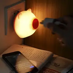 Светодиодный креативный ночник многофункциональный с гнездом милый поросенок ночник интеллектуальное управление освещением домашняя