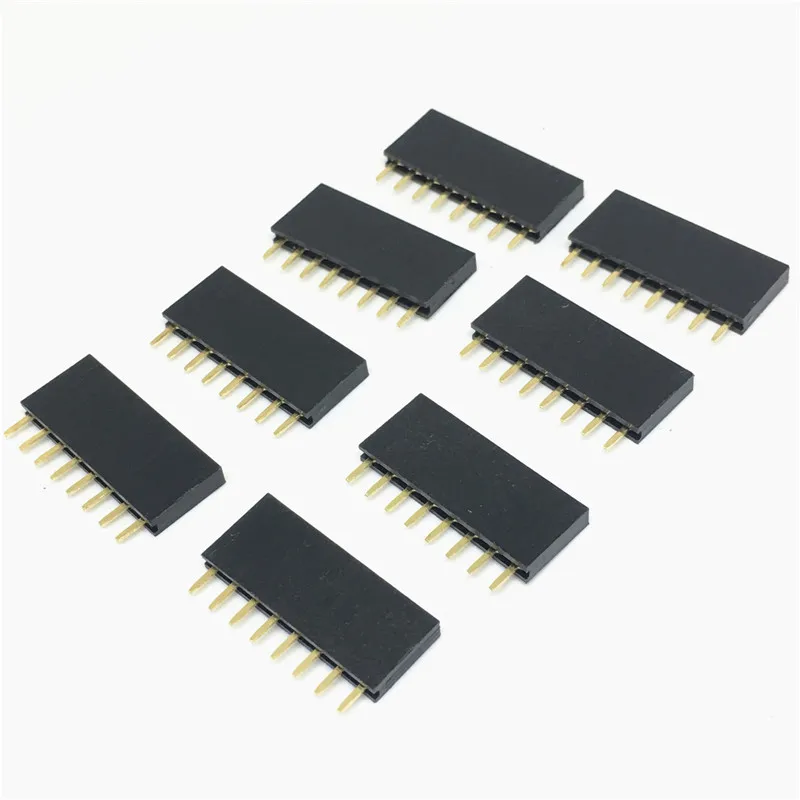 100 шт. 1x8 однорядные 8 контактные разъемы PCB гнездовой разъем 2 54 мм контактный 3