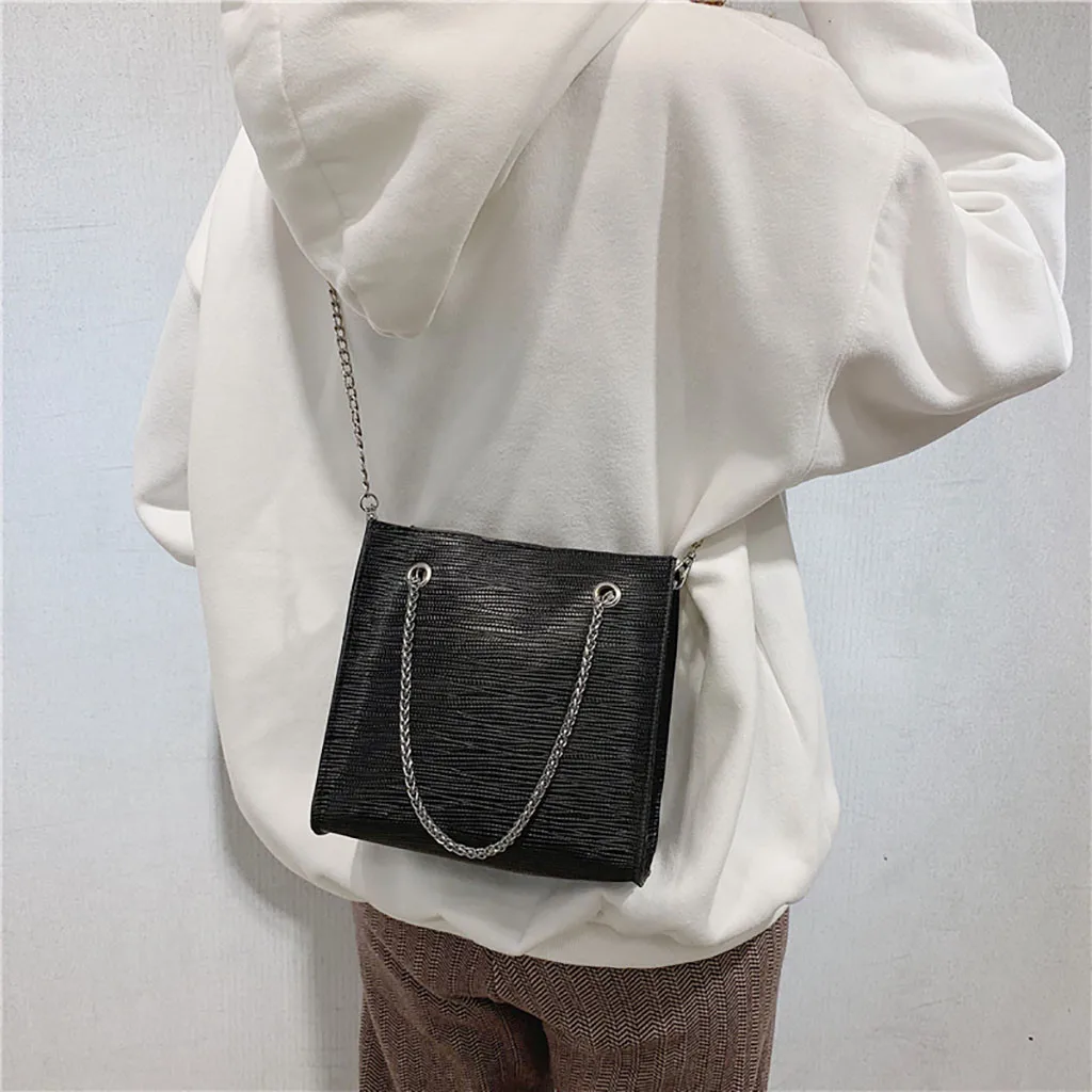 Женская однотонная сумка-мессенджер с цепочкой, простая темпераментная сумка на плечо, Женская сумочка, сумка через плечо, Feminina#15
