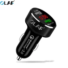

OLAF QC 3.0 Car Charger Digital Display Dual USB For Samsung HTC USB Micro cable Type C cable Universal Mobile Phone Car-charger