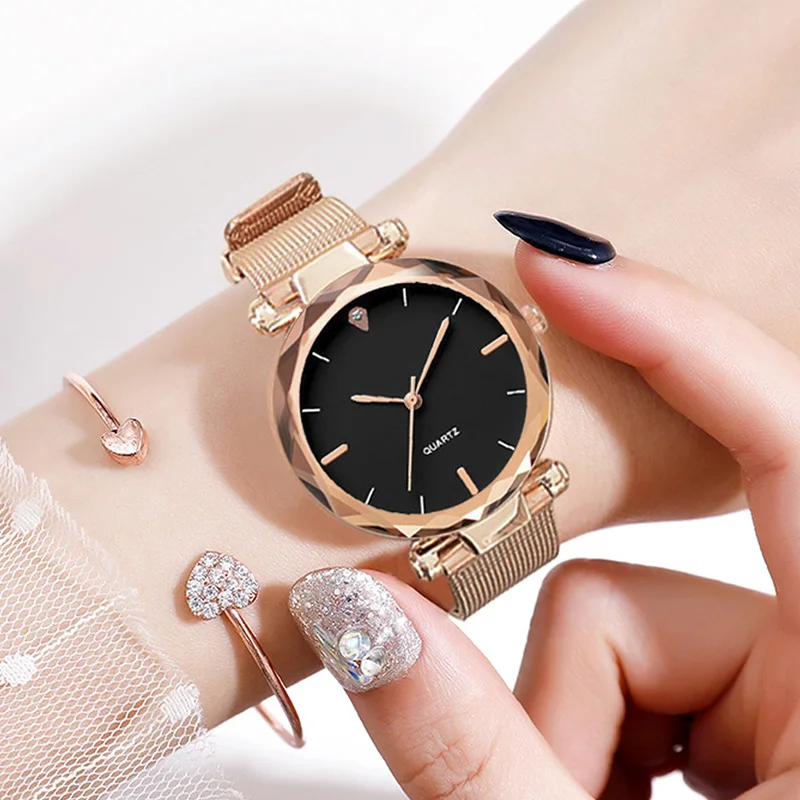 

Simple Style Watches For Women Luxury Rose Gold Stainless Steel Mesh Ladies Quartz Bracelet Quartz Clock relogio feminino xfcs