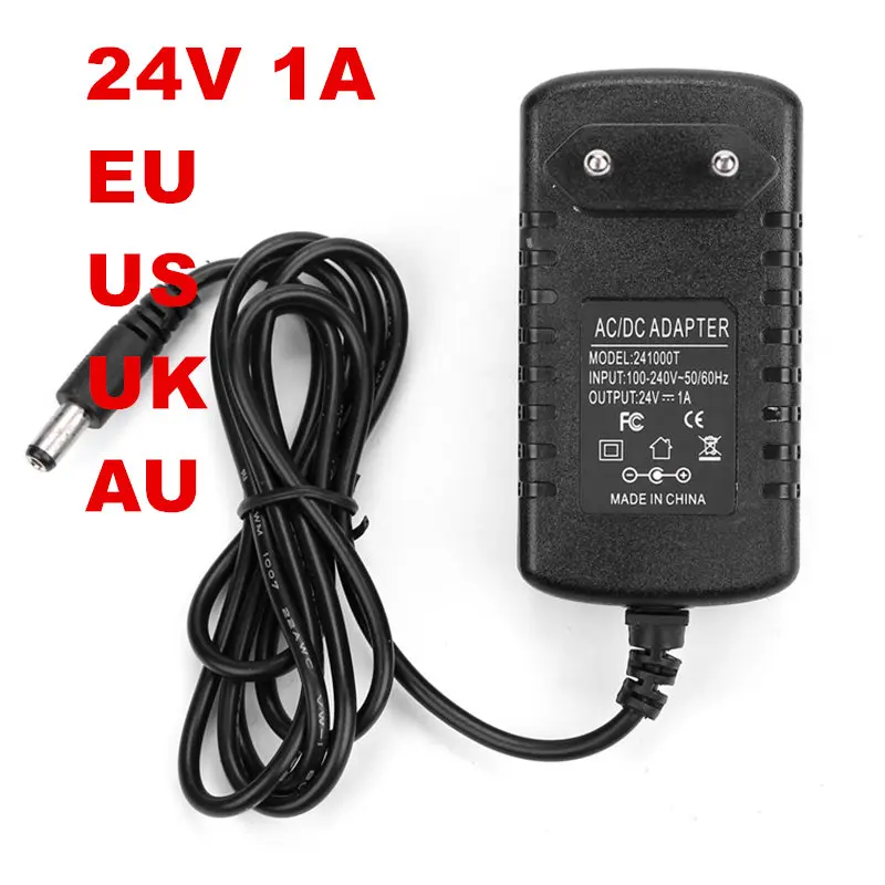 

1PCS 24V Power adapter 24V 1A 100-240VAC DC24V DC line 120CM EU UK US AU plug