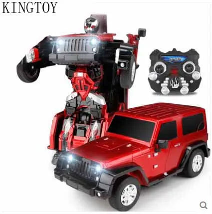 

Child RC Car Remote Control Deformed Car Robot Flash Changeable Robot Toy Red Color