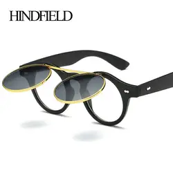 HINDFIELD Винтаж круглые панк Солнцезащитные очки Для мужчин Круглые Солнцезащитные очки Брендовая Дизайнерская обувь Для женщин стимпанк