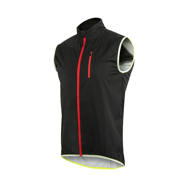 ARSUXEO мужской женский жилет для велоспорта ветрозащитный водонепроницаемый жилет для бега MTB велосипед Светоотражающая одежда без рукавов куртка для велоспорта - Цвет: Black